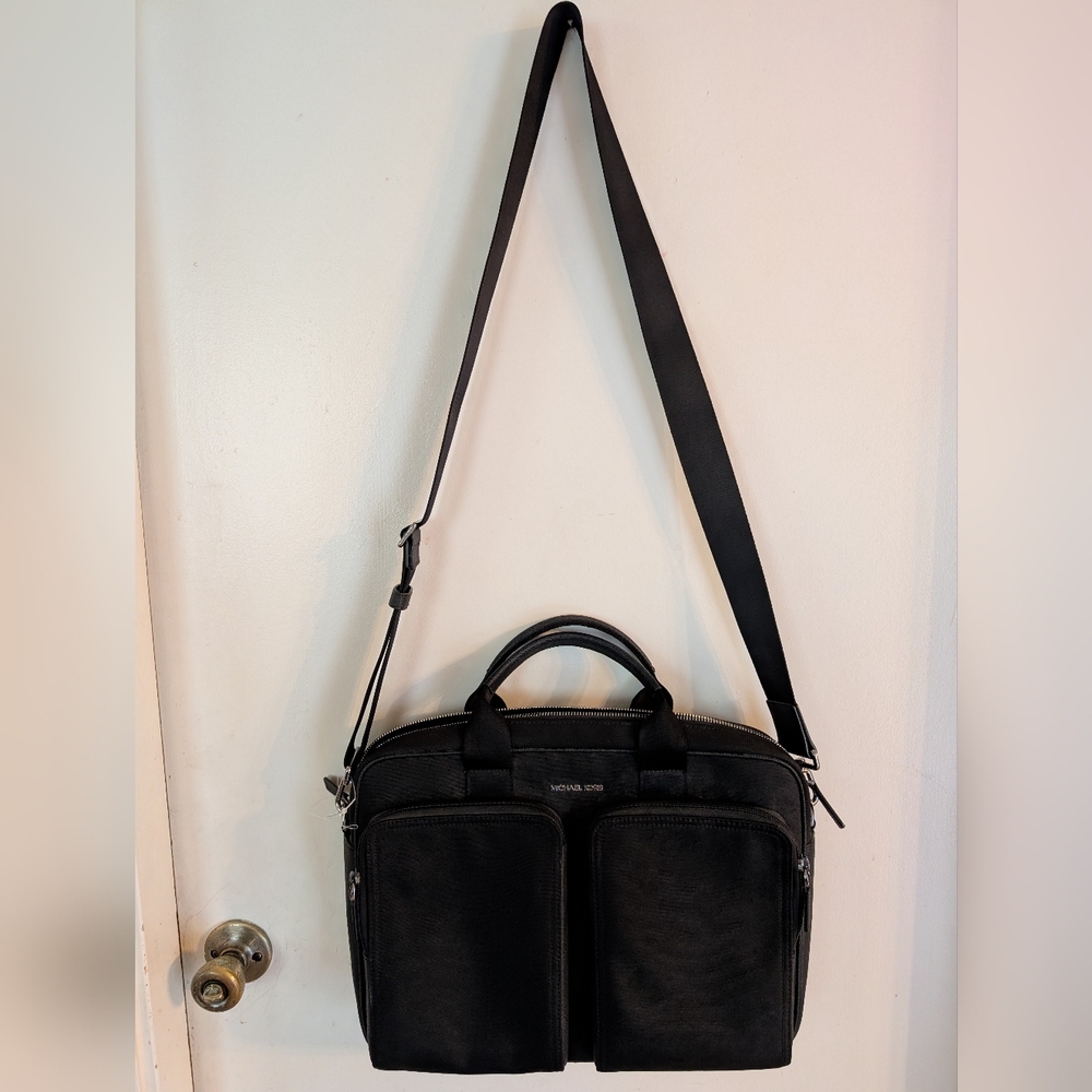 MICHAEL KORS Kent Nylon Leather Trim Briefcase Computer Bag